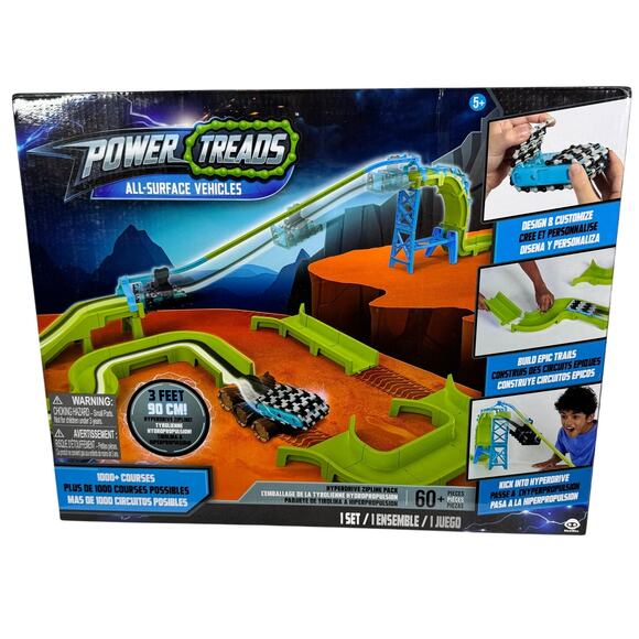 WowWee Power Treads Hyperdrive Zipline Car Set Race Track Playset 1 Vehicle 5562 - Picture 1 of 8